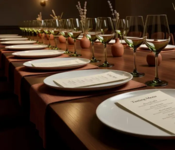 Stół przygotowany na menu degustacyjne w restauracji Wonderstar s. r. o.